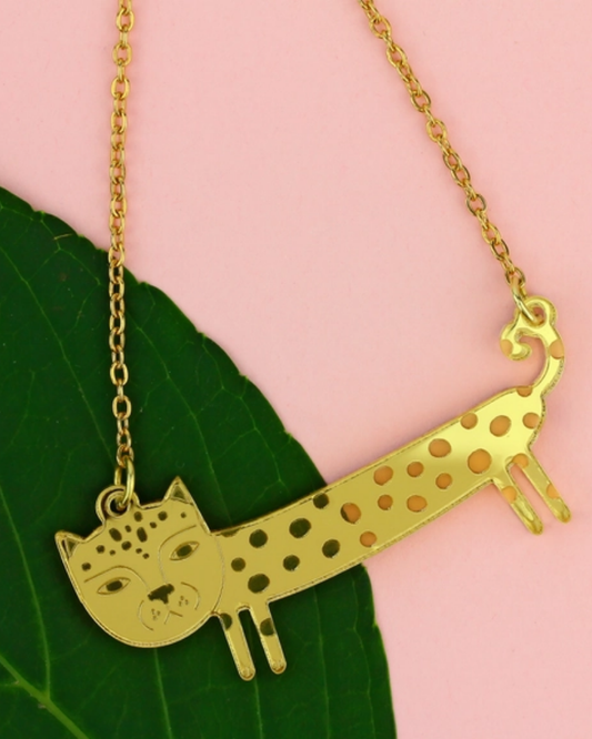Leopard Sausage Necklace In Gold
