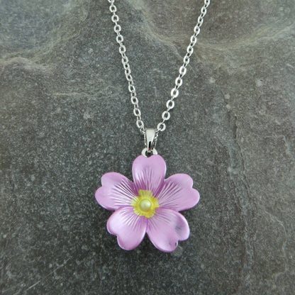 Primrose Pink Flower Pendant Necklace