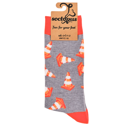 Traffic Cone Road Works Socks Large