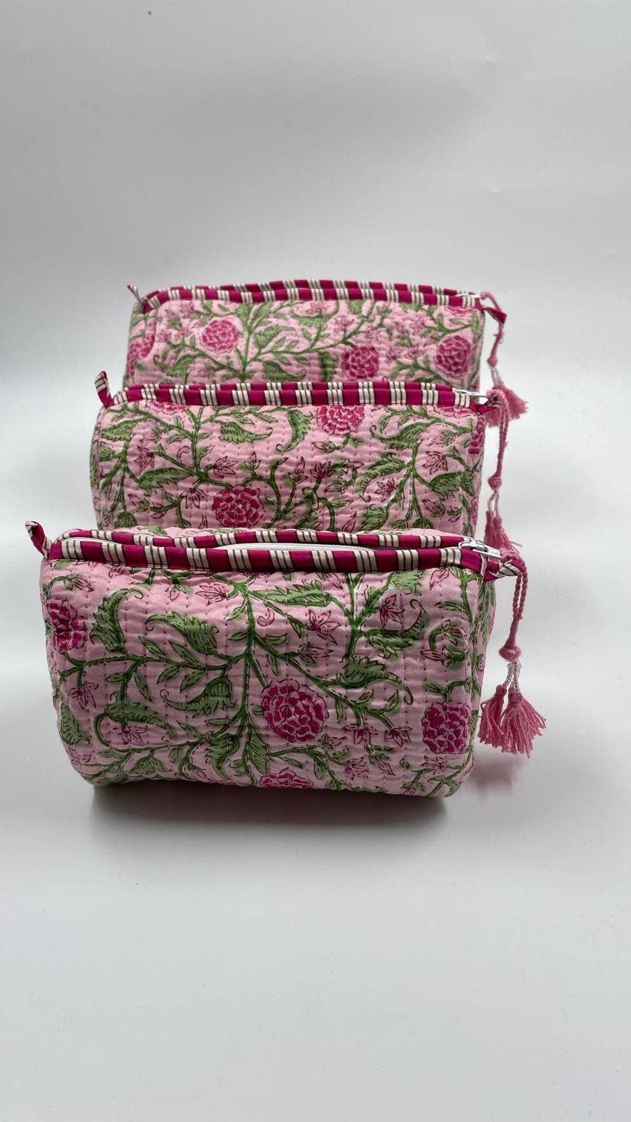 Pink Quilted Flower Wash Bag in Assorted Sizes
