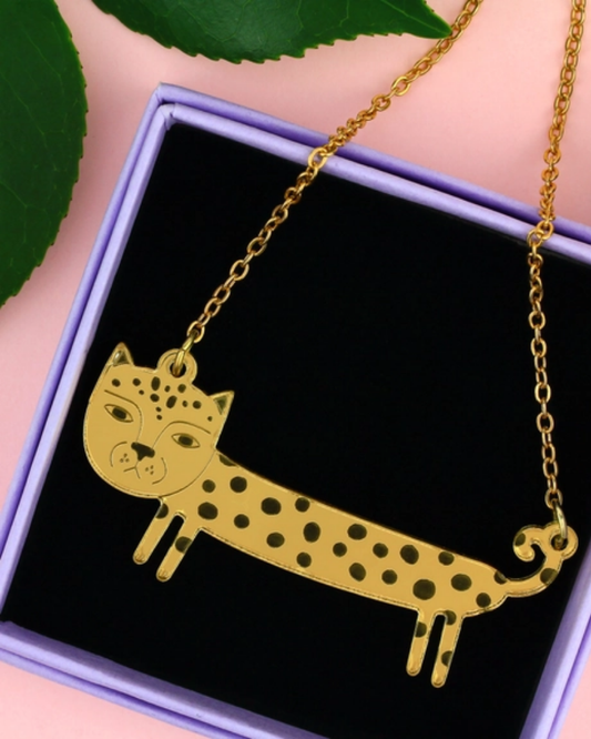 Leopard Sausage Necklace In Gold