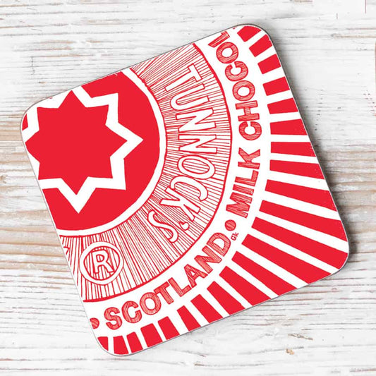 Tunnock's Tea Cake Wrapper Individual Coaster by Gillian Kyle