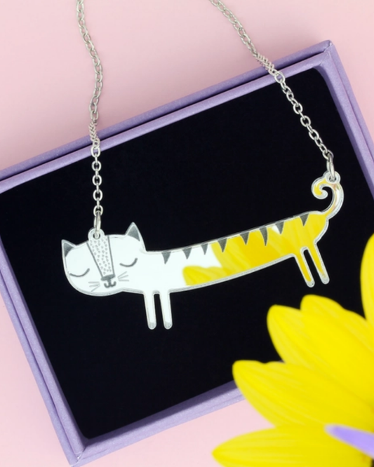 Sausage Cat Necklace Silver