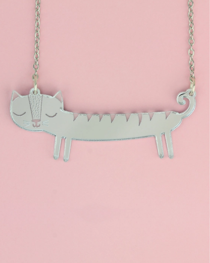 Sausage Cat Necklace Silver