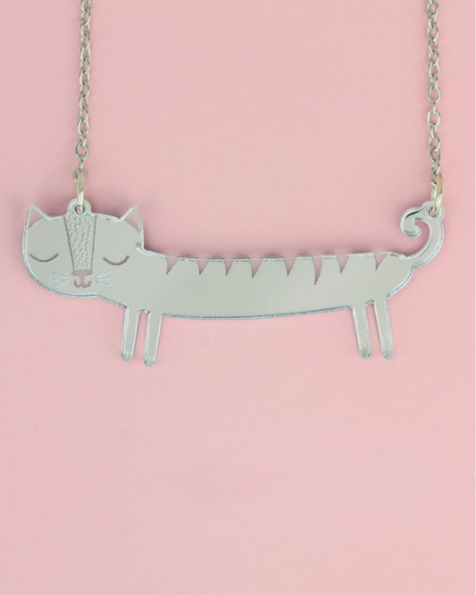 Sausage Cat Necklace Silver