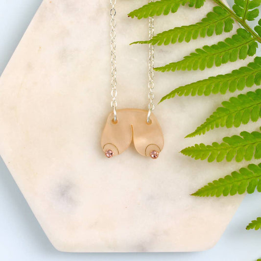 Boobies Necklace in Peach