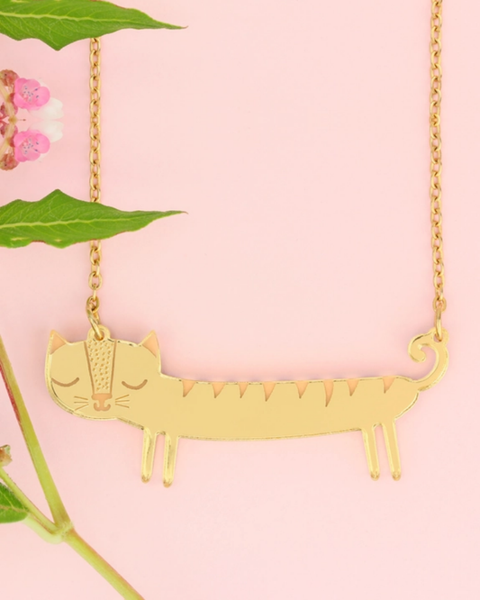Sausage Cat Necklace In Gold