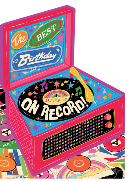 Best Birthday on Record Die-Cut Card