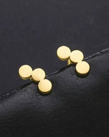 Tiny 3 Circles Earrings Gold And Silver