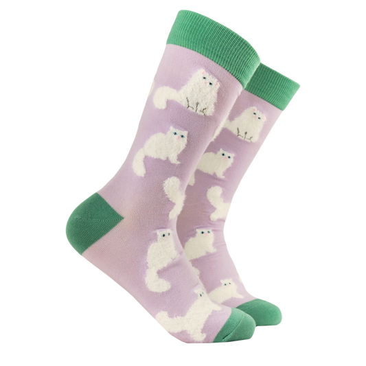 Fluffy White Cats Socks