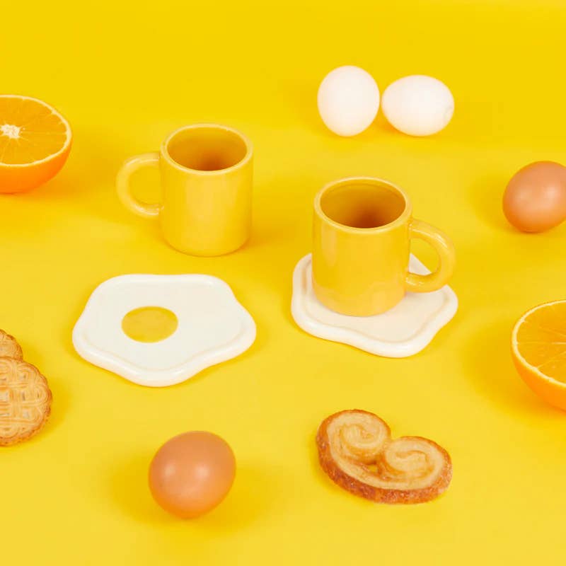 Sunny Side Up Espresso Cups & Saucers Set of 2