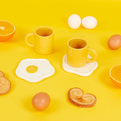 Sunny Side Up Espresso Cups & Saucers Set of 2
