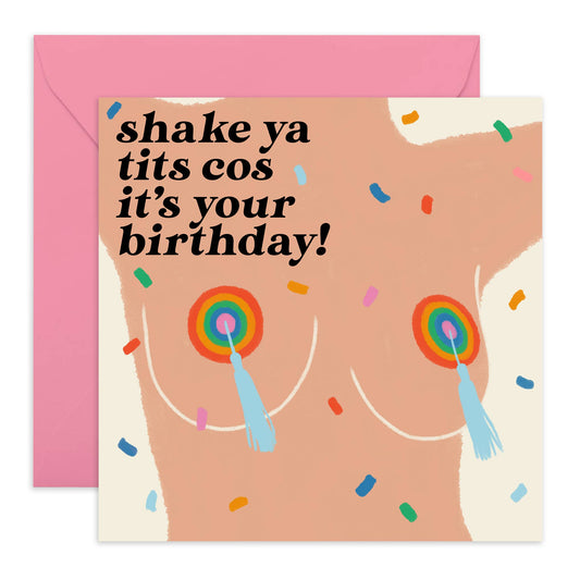 SHAKE YA TITS Naughty Birthday Card