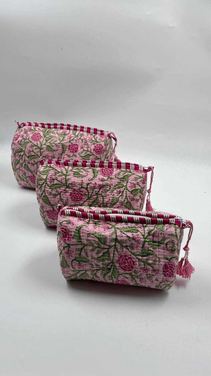 Pink Quilted Flower Wash Bag in Assorted Sizes