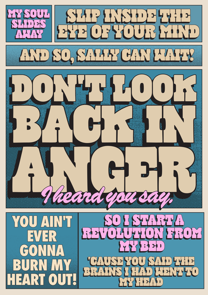 Don't Look Back In Anger Oasis Inspired A4 Art Print