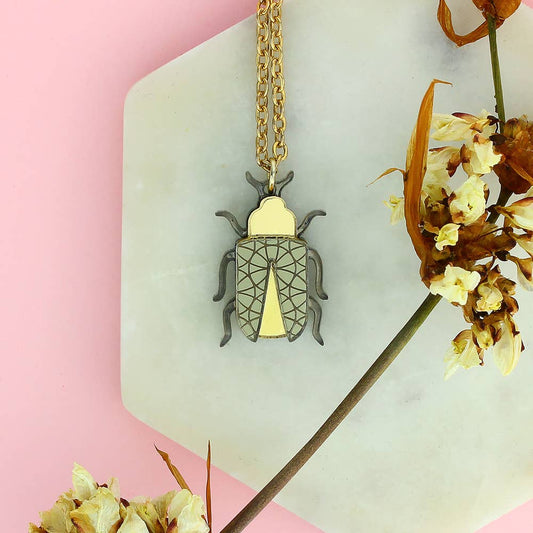 Insect Charm Necklace in Gold & Bronze