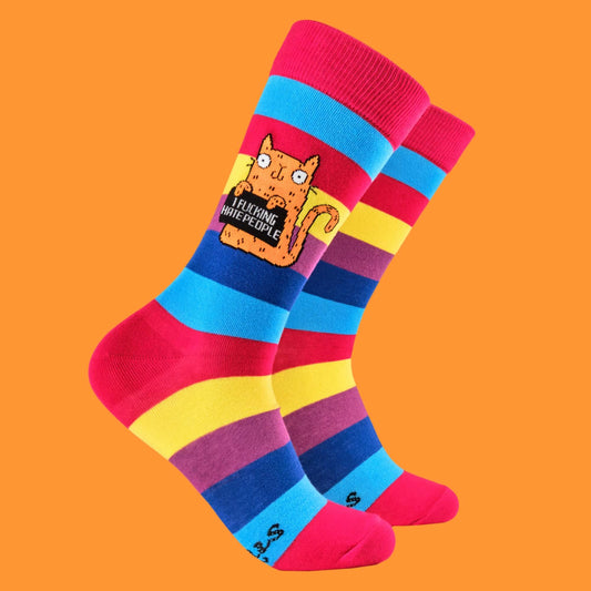 F*cking Hate People Rainbow Socks Large