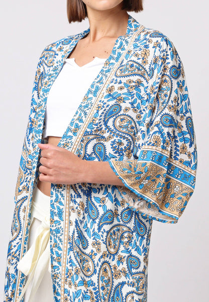 Blue Paisley Longline Kimono