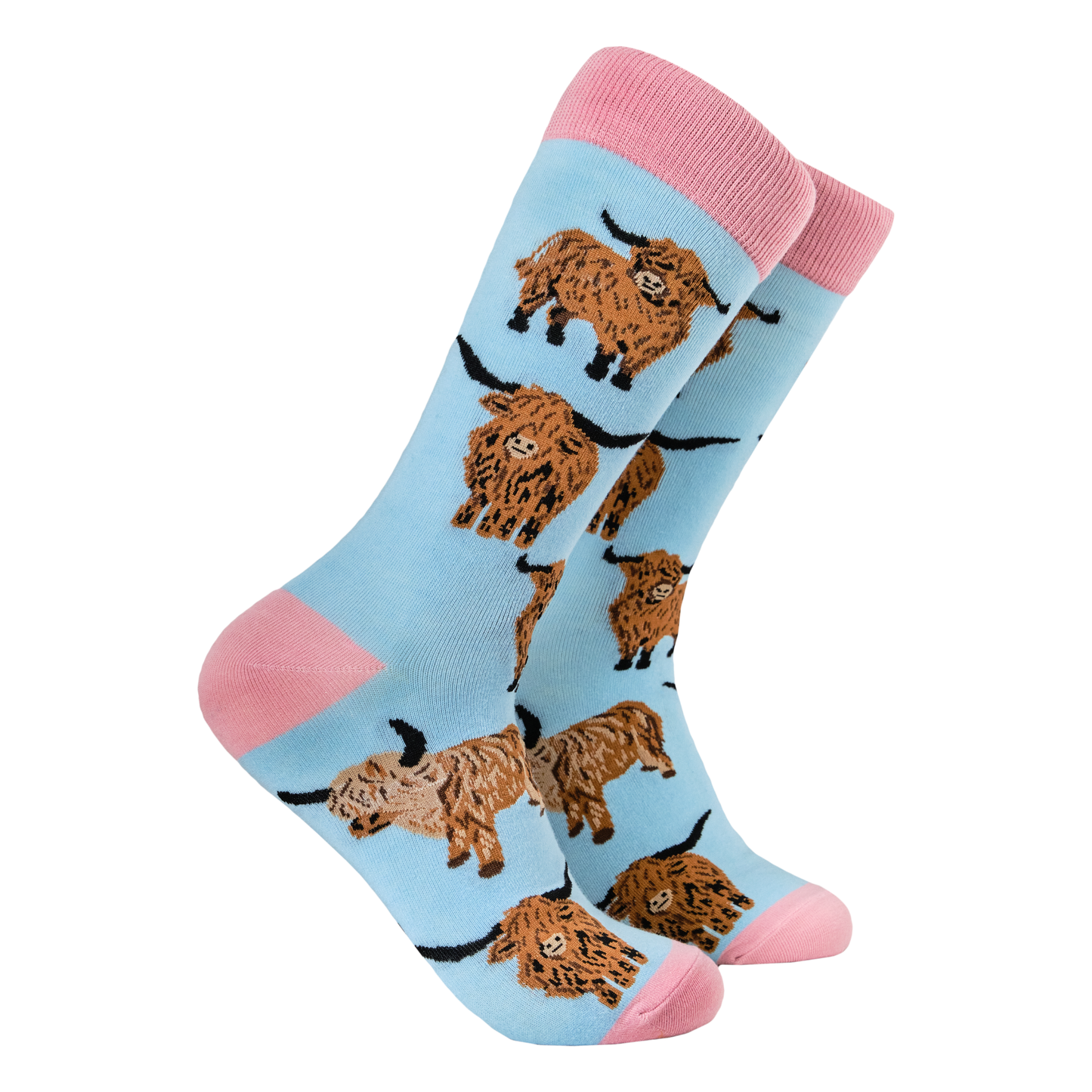 Highland Cow Socks - Och Aye the Moo!: PINK / XS (UK 12-3 / EU 33-36 / US 14-5)