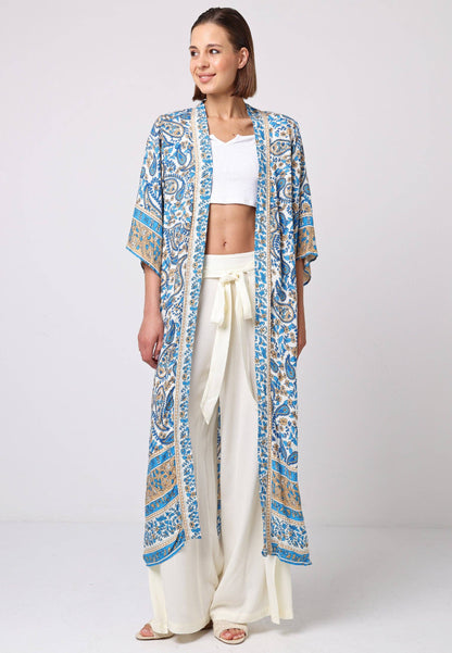 Blue Paisley Longline Kimono