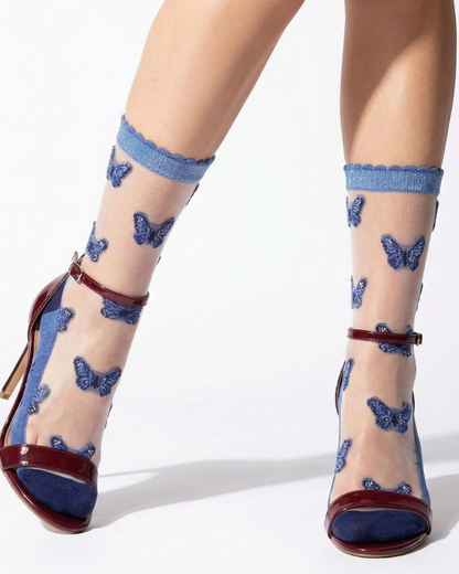 Blue Butterflies Unisex Sheer Pop Socks