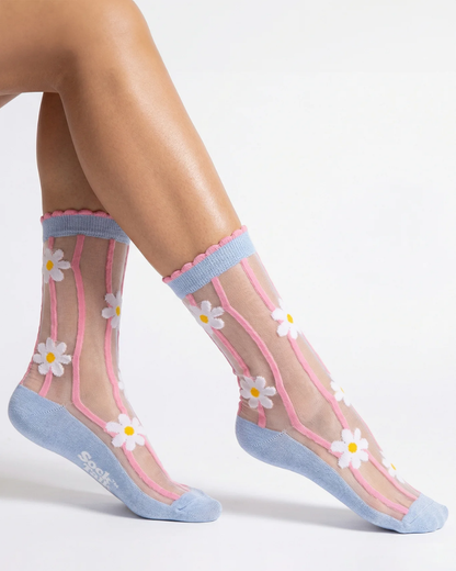Daisy Stripes Unisex Sheer Pop Socks