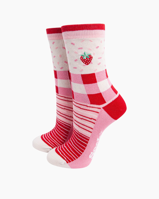 Embroidered Strawberry Sprinkles Unisex Socks
