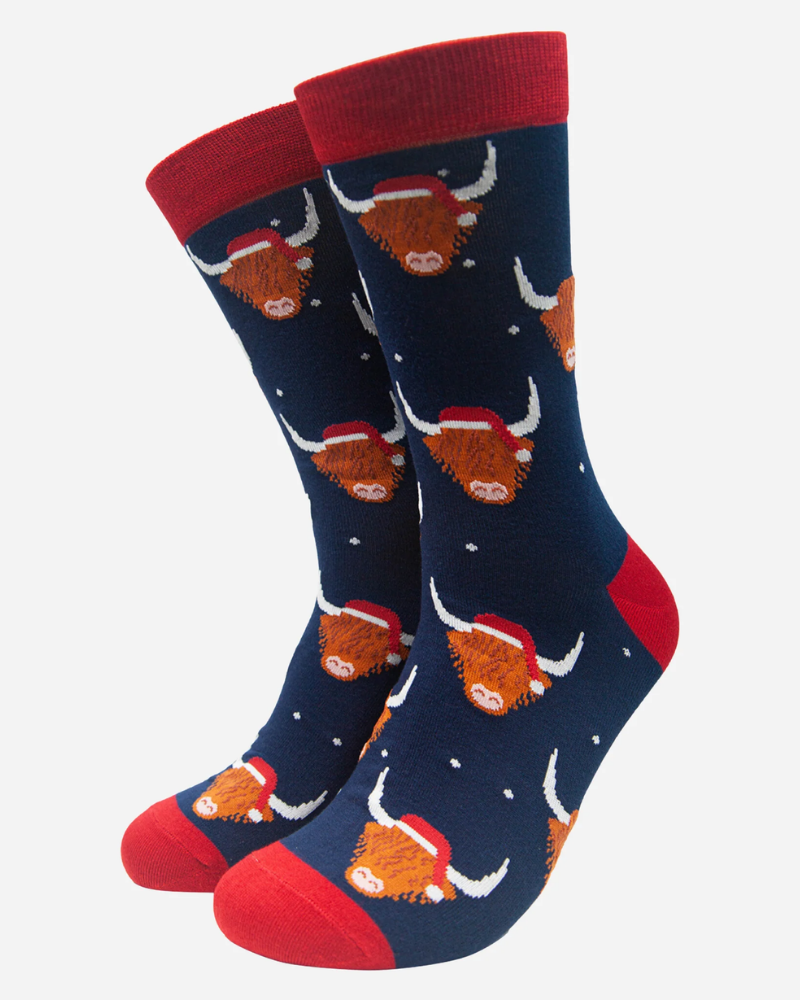 Christmas Highland Cow Socks