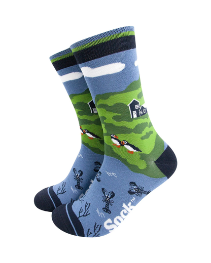 Puffins & Lobsters Coastal Unisex Crew Socks