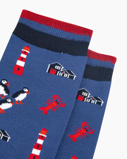 Lighthouse And Puffins Unisex Socks