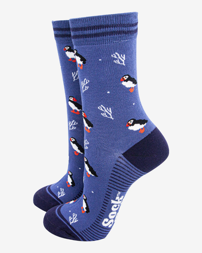 Puffins And Coral Unisex Bamboo Socks