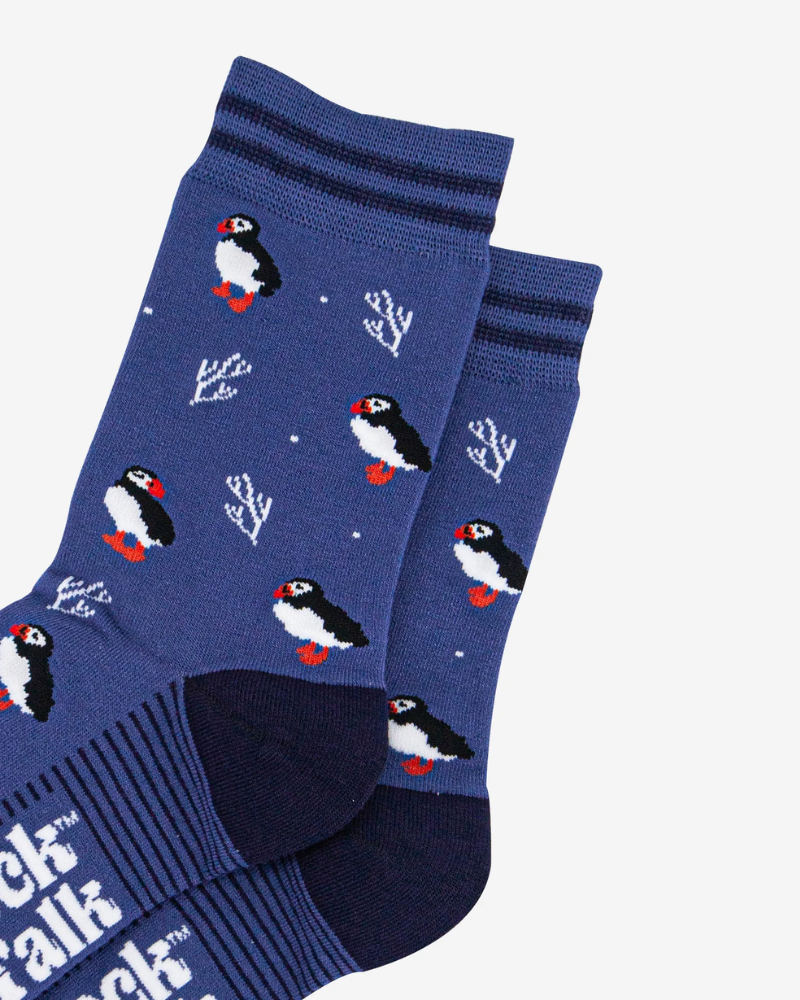 Puffins And Coral Unisex Bamboo Socks