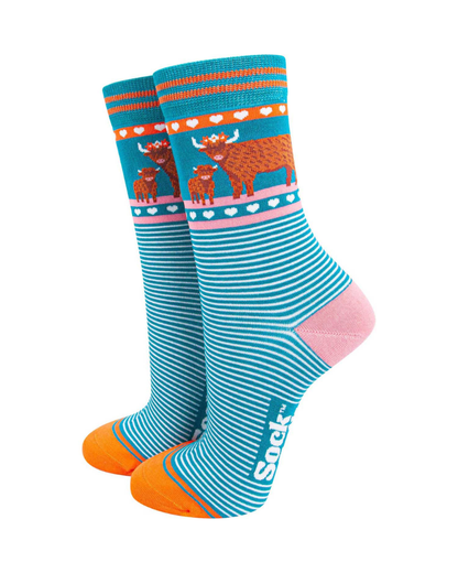 Highland Cow & Calf Unisex Crew Socks