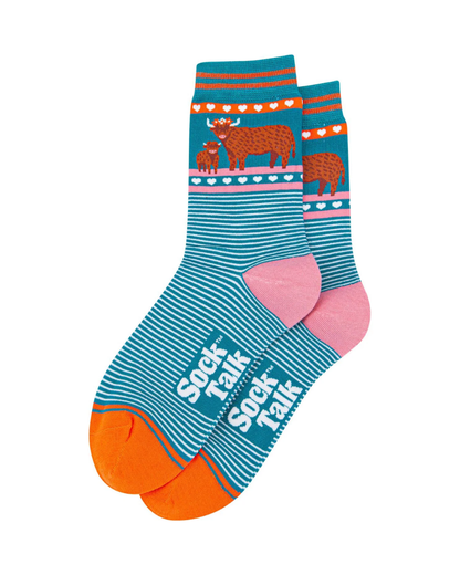 Highland Cow & Calf Unisex Crew Socks