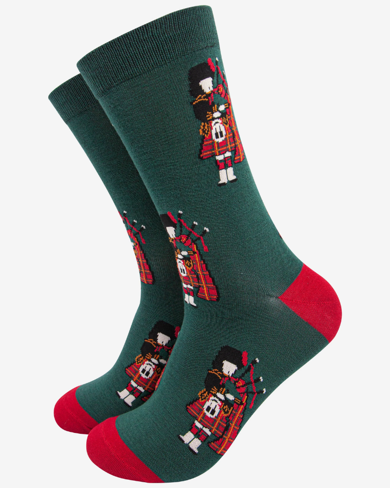 Scottish Piper Green Unisex Socks