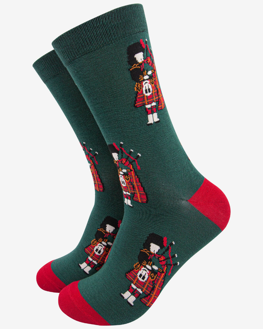 Scottish Piper Green Unisex Socks