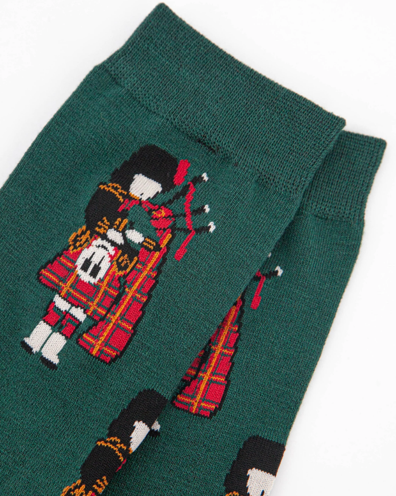 Scottish Piper Green Unisex Socks