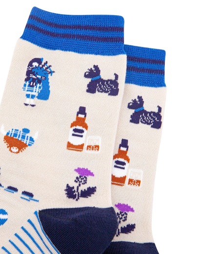 Scottish Landmarks in Cream Unisex Crew Socks