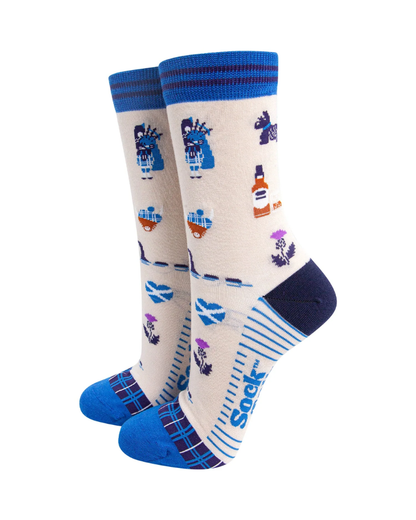 Scottish Landmarks in Cream Unisex Crew Socks