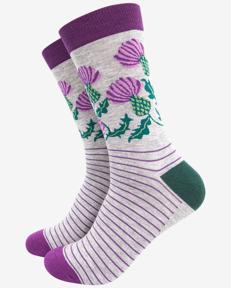 Scottish Thistle Unisex Socks Grey