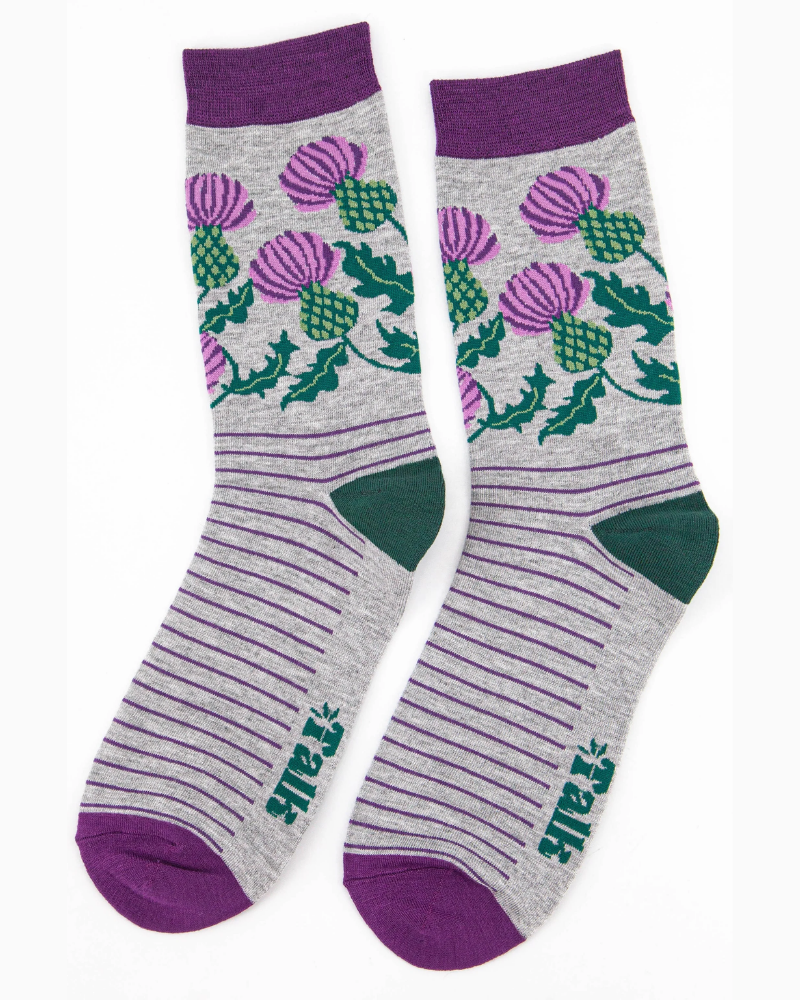 Scottish Thistle Unisex Socks Grey