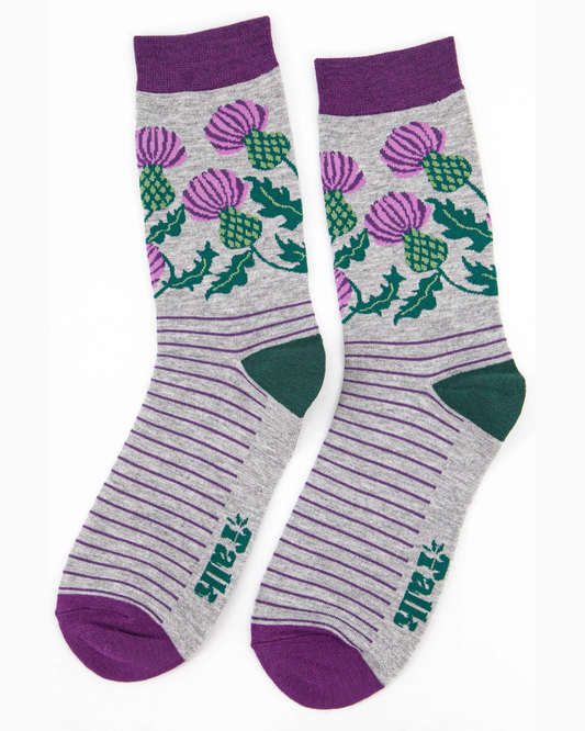 Scottish Thistle Unisex Socks Grey