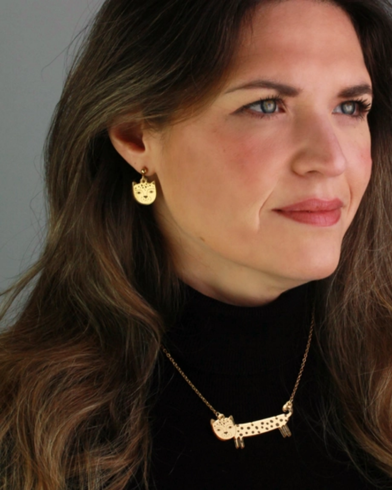 Leopard Stud Earrings In Gold
