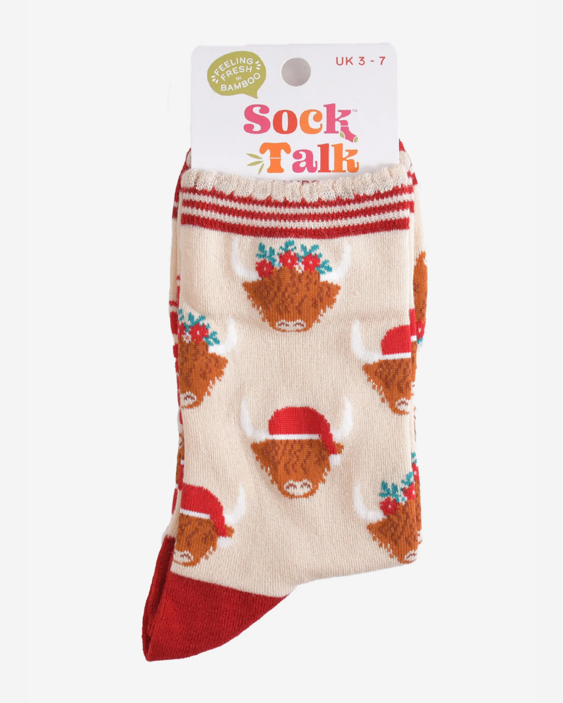 Christmas Highland Cow Socks