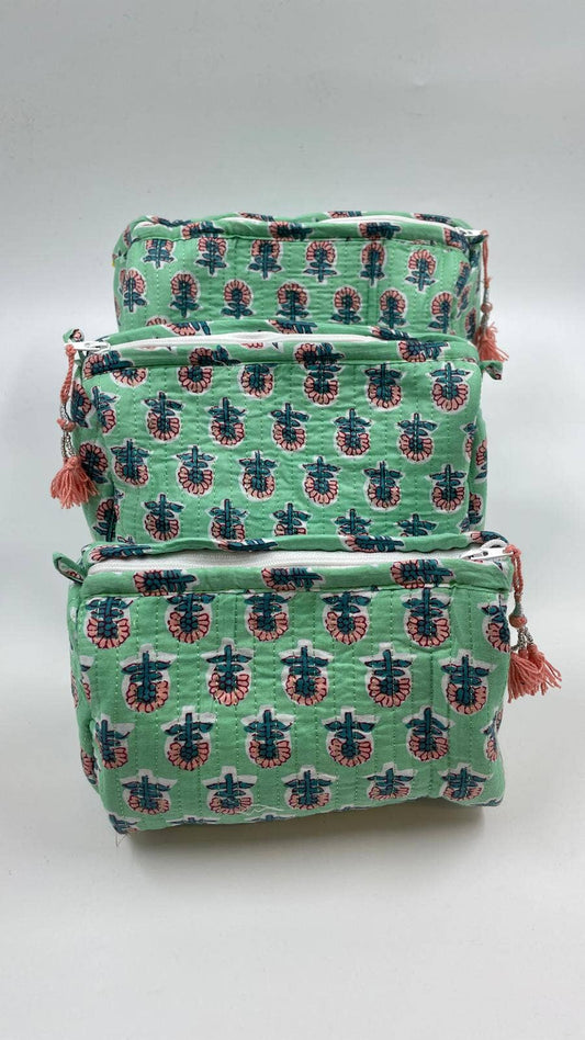 Quilted Kantha Wash Bag In Assorted Sizes