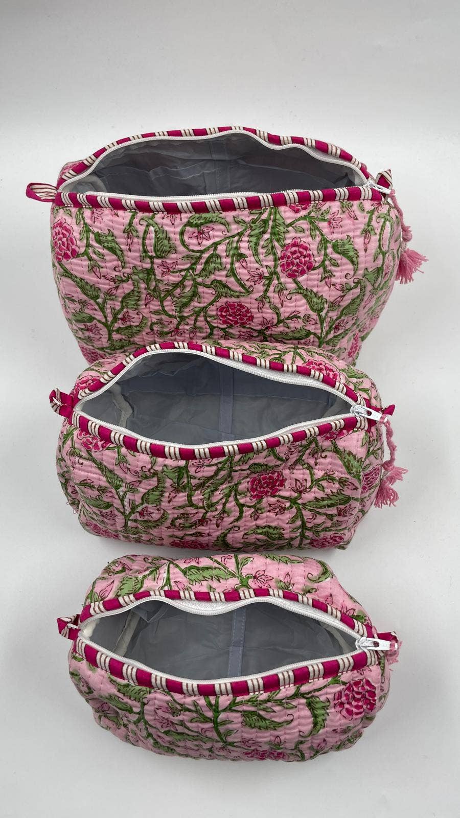 Pink Quilted Flower Wash Bag in Assorted Sizes