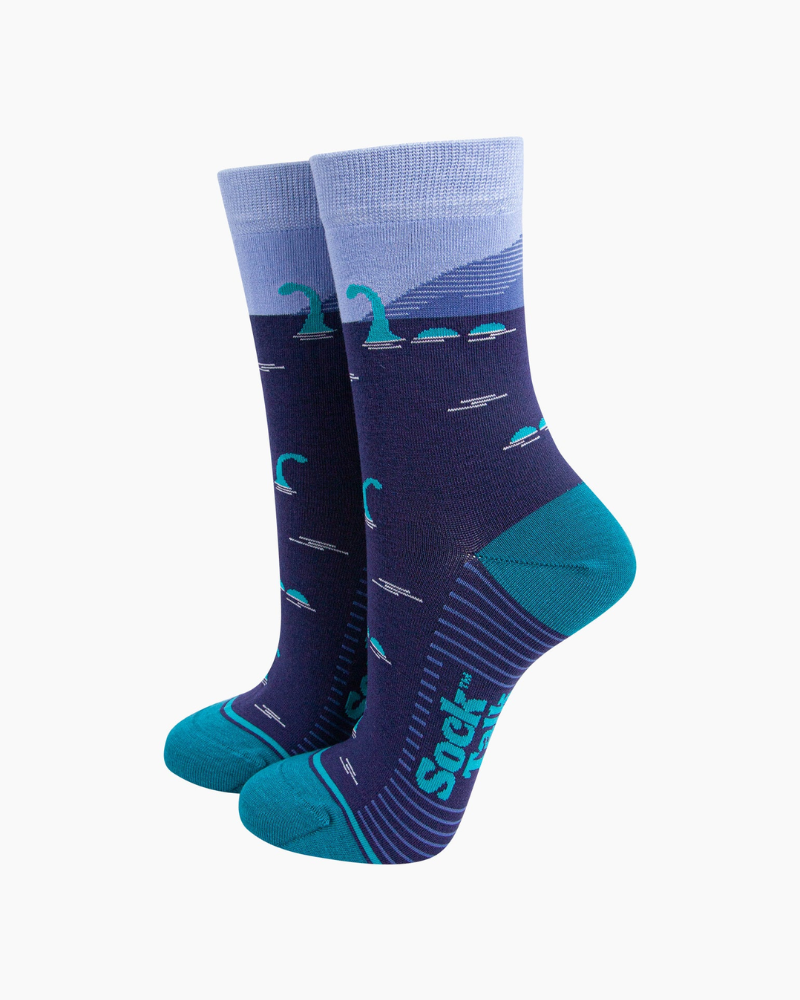 Nessie Loch Ness Monster Unisex Blue Crew Socks