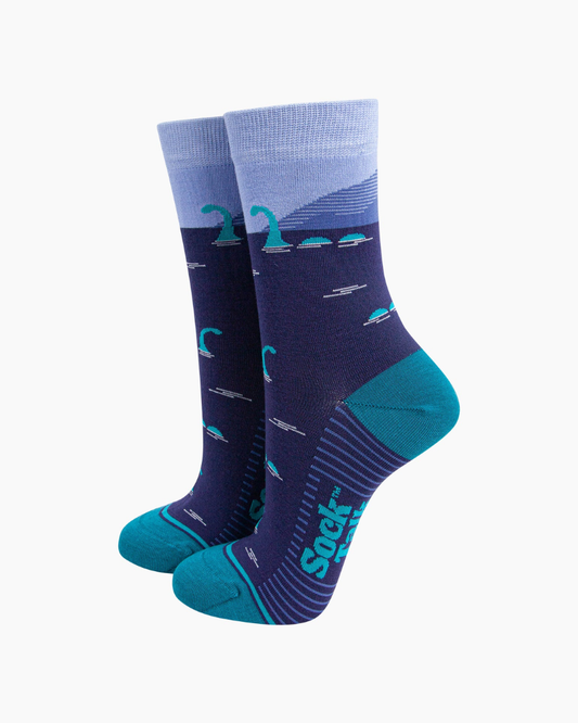 Nessie Loch Ness Monster Unisex Blue Crew Socks