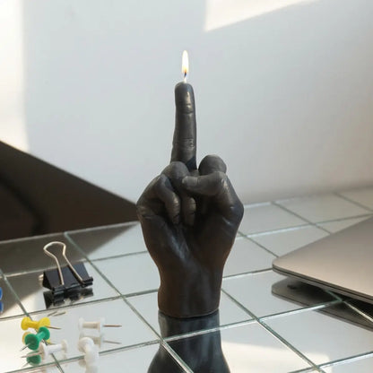 Small Fuck You Middle Finger Candle in Black