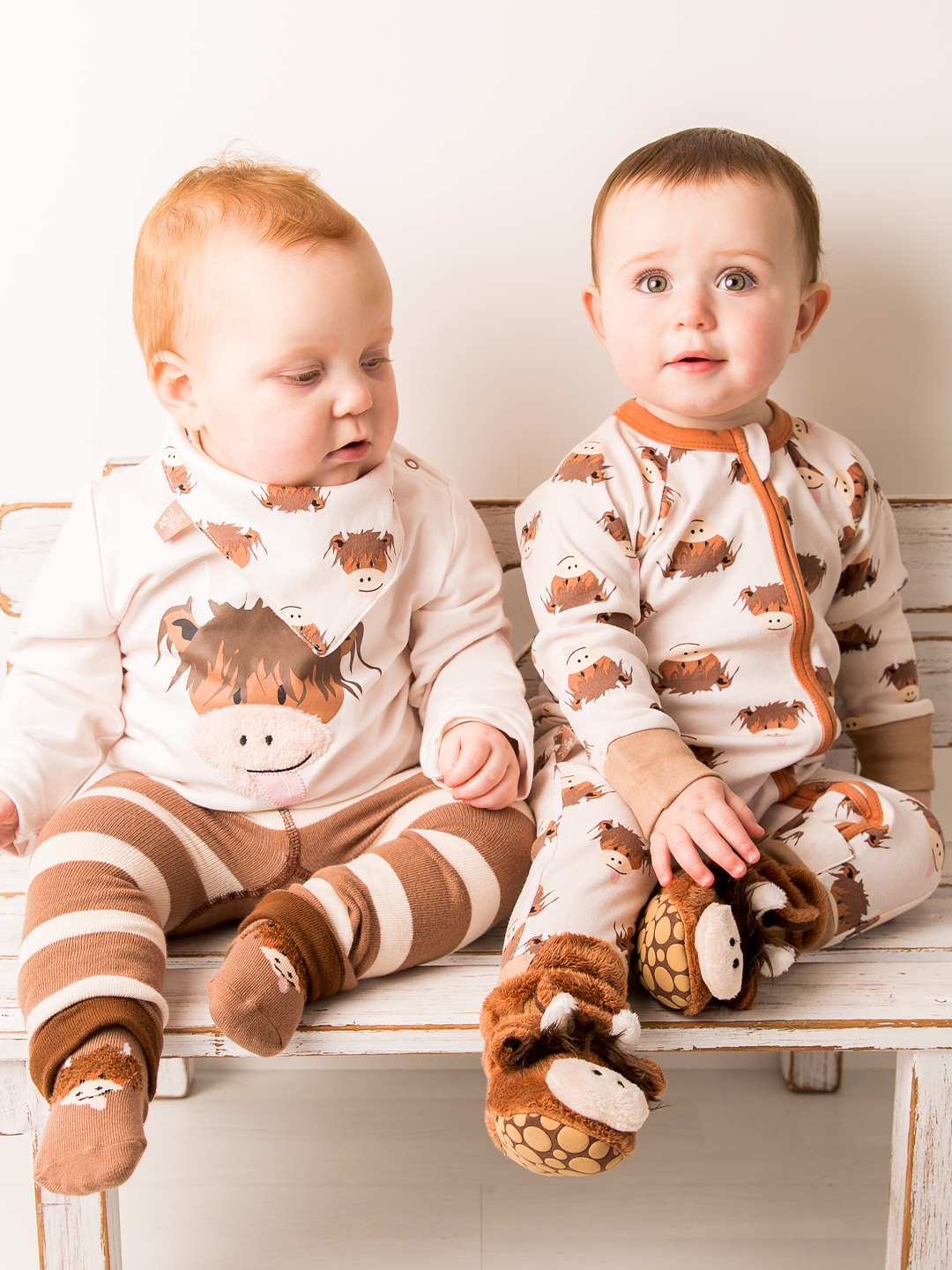 Neutral Hamish Highland Cow Zip-Up Romper 3-6 Months